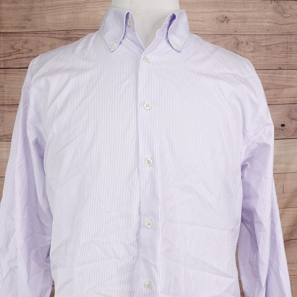 Charles Tyrwhitt Dress Shirt Mens 17.5 36 Purple Classic Fit Non-Iron